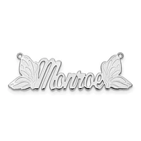 Butterfly Wings Nameplate Necklace with 1mm 18" Cable Chain - Sterling Silver