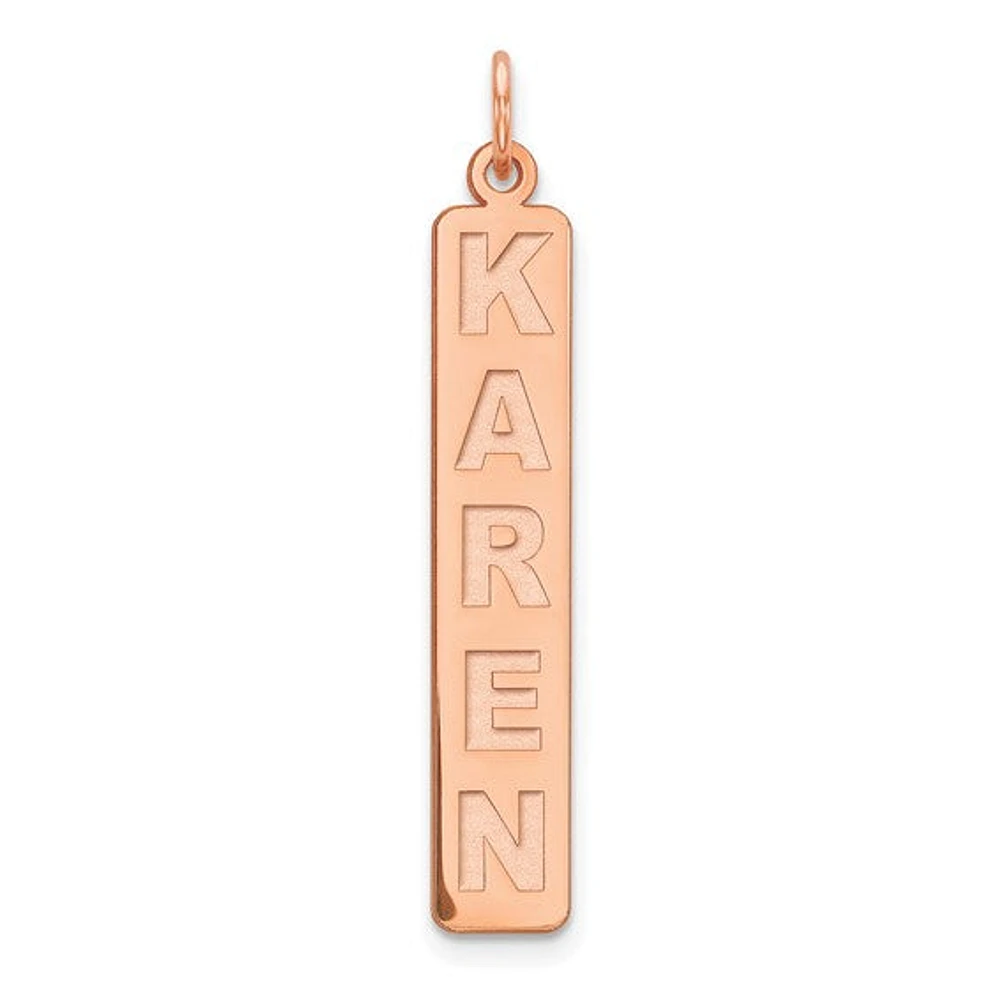 Personalized Vertical Block Letter Bar Charms - Sterling Silver