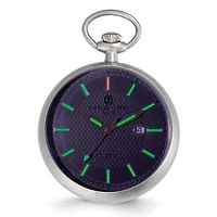 Charles Hubert Stainless Steel Open Face Tritium Quartz Pocket Watch