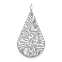 Tear Drop Fingerprint Charm - Sterling Silver