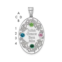Sterling Silver Crystal Family Pendant (up to 4 names and birthstones)