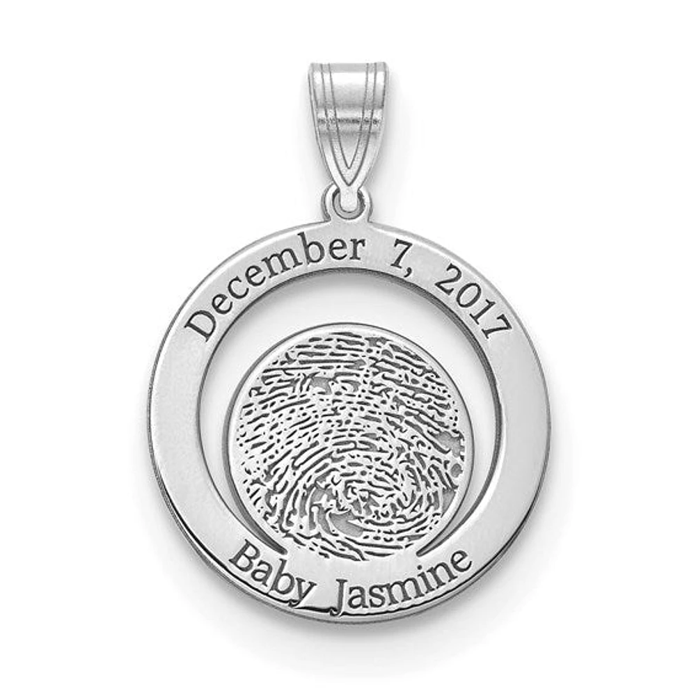 Vertical Signature and Fingerprint Charm - Sterling Silver