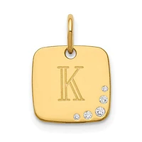 Cushion Initial with 0.027cttw Diamonds Charm - Sterling Silver