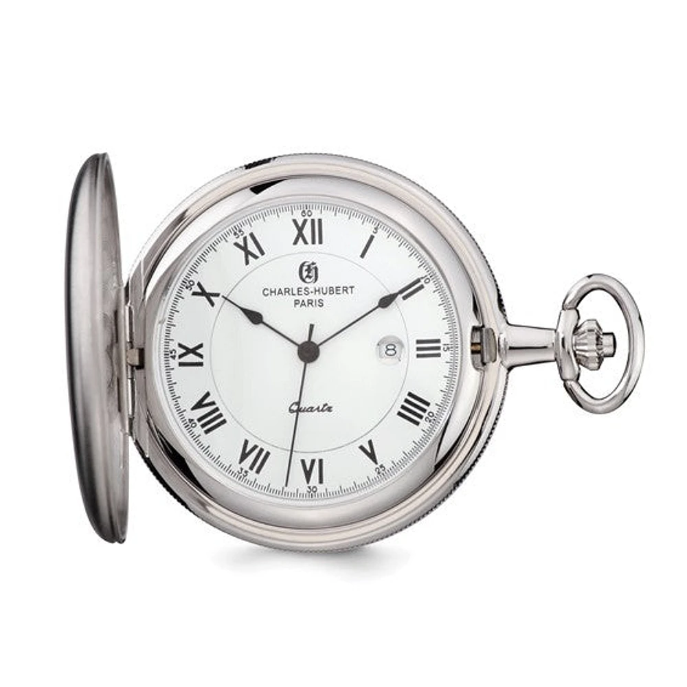Charles Hubert Chrome Finish White Dial Pocket Watch