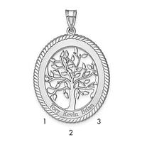 Family Tree Oval Pendant (Up to 3 names) - Sterling Silver