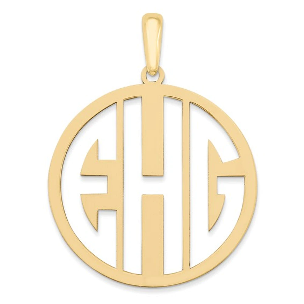 Block Circle Cut-out Letters Monogram Pendants - Sterling Silver