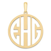 Block Circle Cut-out Letters Monogram Pendants - Sterling Silver