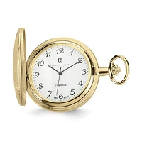 Charles Hubert Gold Finish Brass Basketweave Pocket Watch