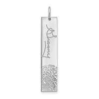 Vertical Signature and Fingerprint Charm - Sterling Silver