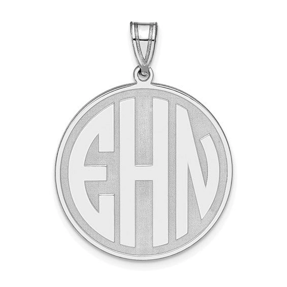 Block Raised Letter Circle Pendants - Sterling Silver