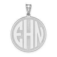 Block Raised Letter Circle Pendants - Sterling Silver