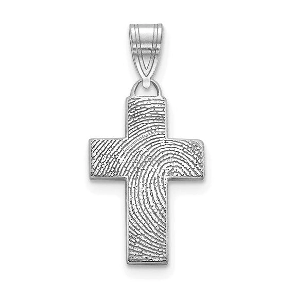 Fingerprint Cross Charm - Sterling Silver
