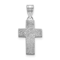 Fingerprint Cross Charm - Sterling Silver