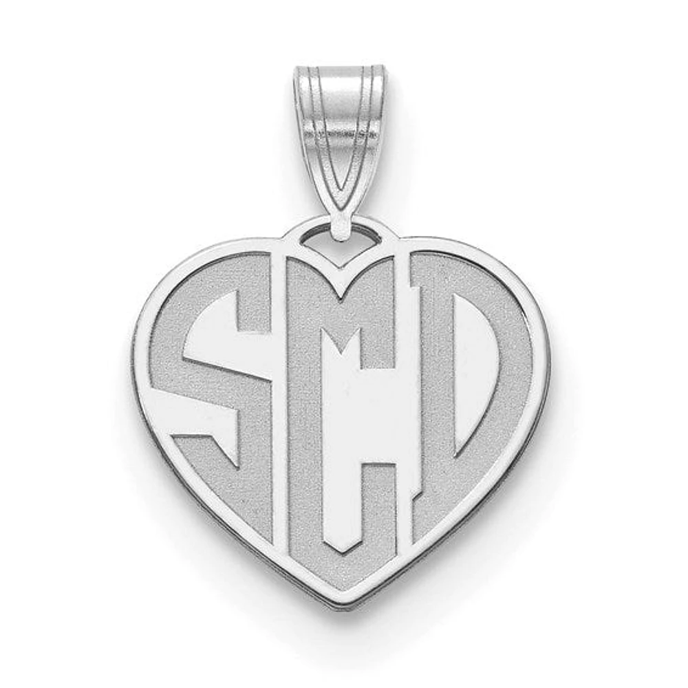 Etched Heart Monogram Pendants - Sterling Silver