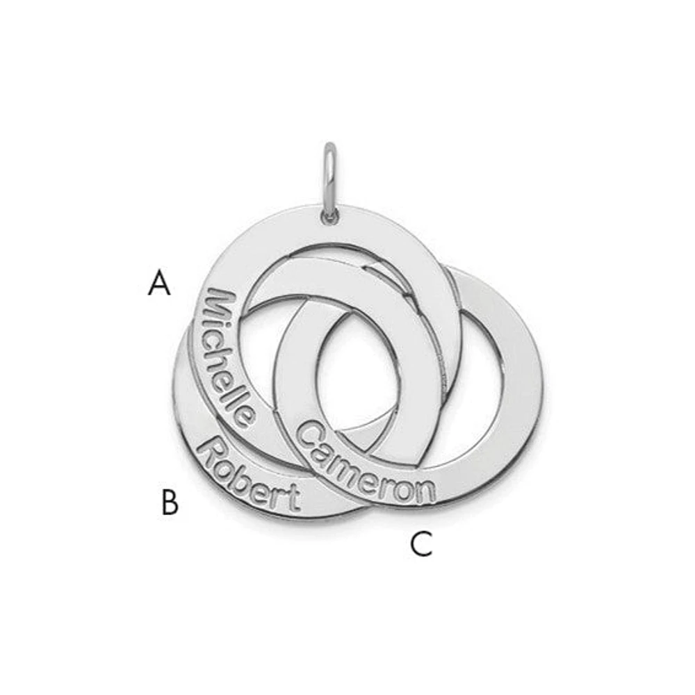 3 Name Circle Charm - Sterling Silver