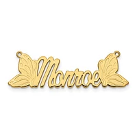 Butterfly Wings Nameplate Necklace with 1mm 18" Cable Chain - Sterling Silver