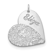 Name and Fingerprint Heart Charms - Sterling Silver