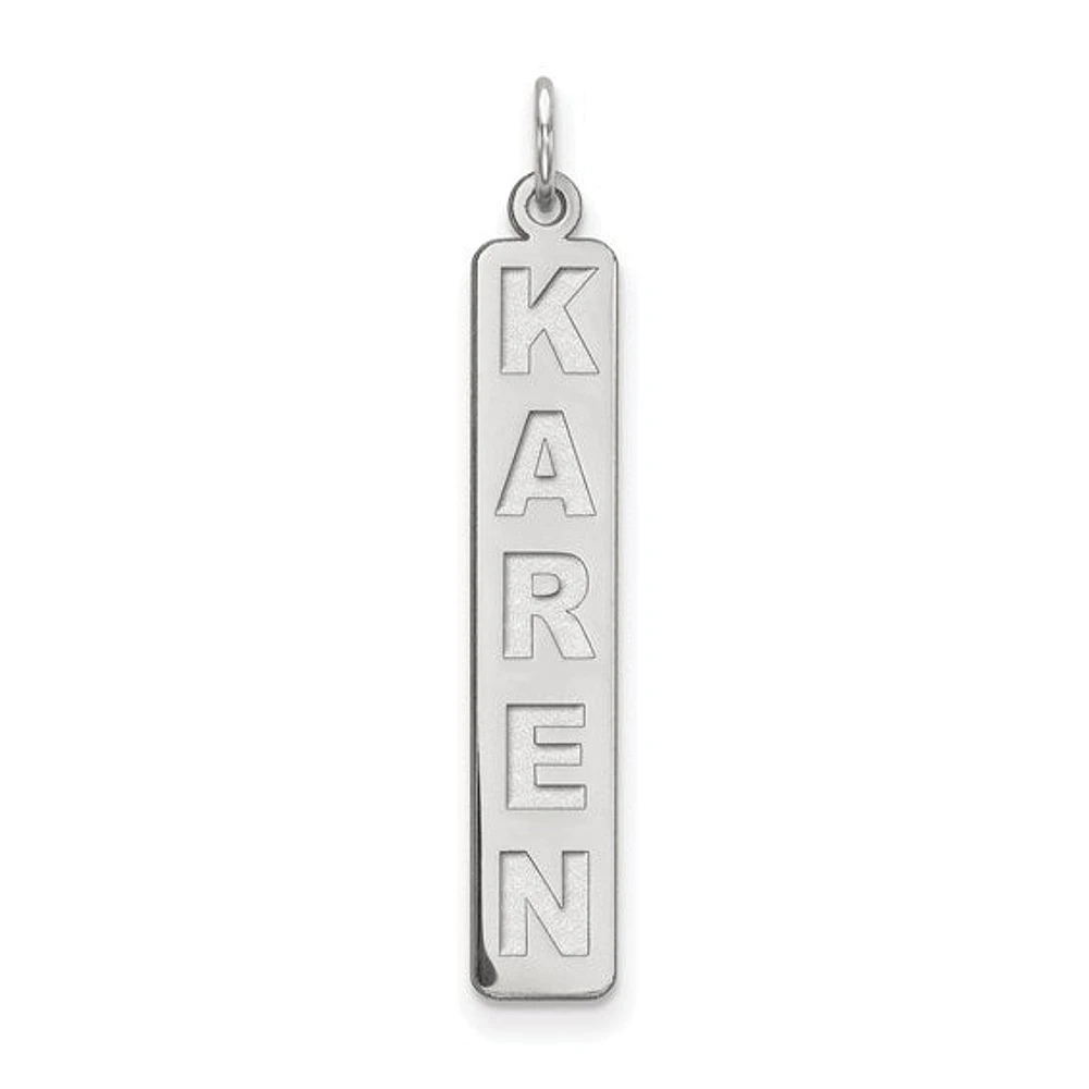Personalized Vertical Block Letter Bar Charms - Sterling Silver