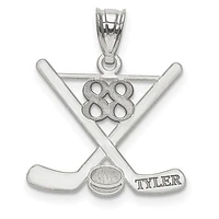 Laser Polished Name And Number Hockey Pendants - Sterling Silver