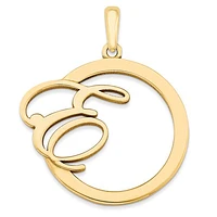 Casted Polished & Satin Initial in Circle Pendant - Sterling Silver