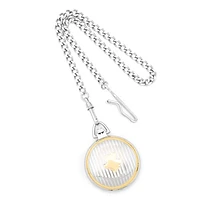Charles Hubert 14K Gold Finish Two-tone White Dial Pocket Watch