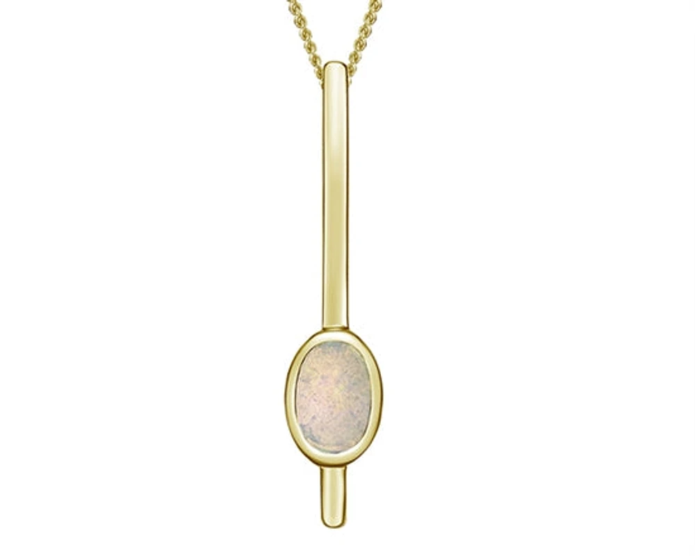 10K Gold 6x4mm Oval Cut White Opal Pendant