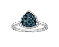 10K White Gold 8x6mm Trillion Cut London Blue Topaz and 0.135cttw Diamond Ring - Size 7
