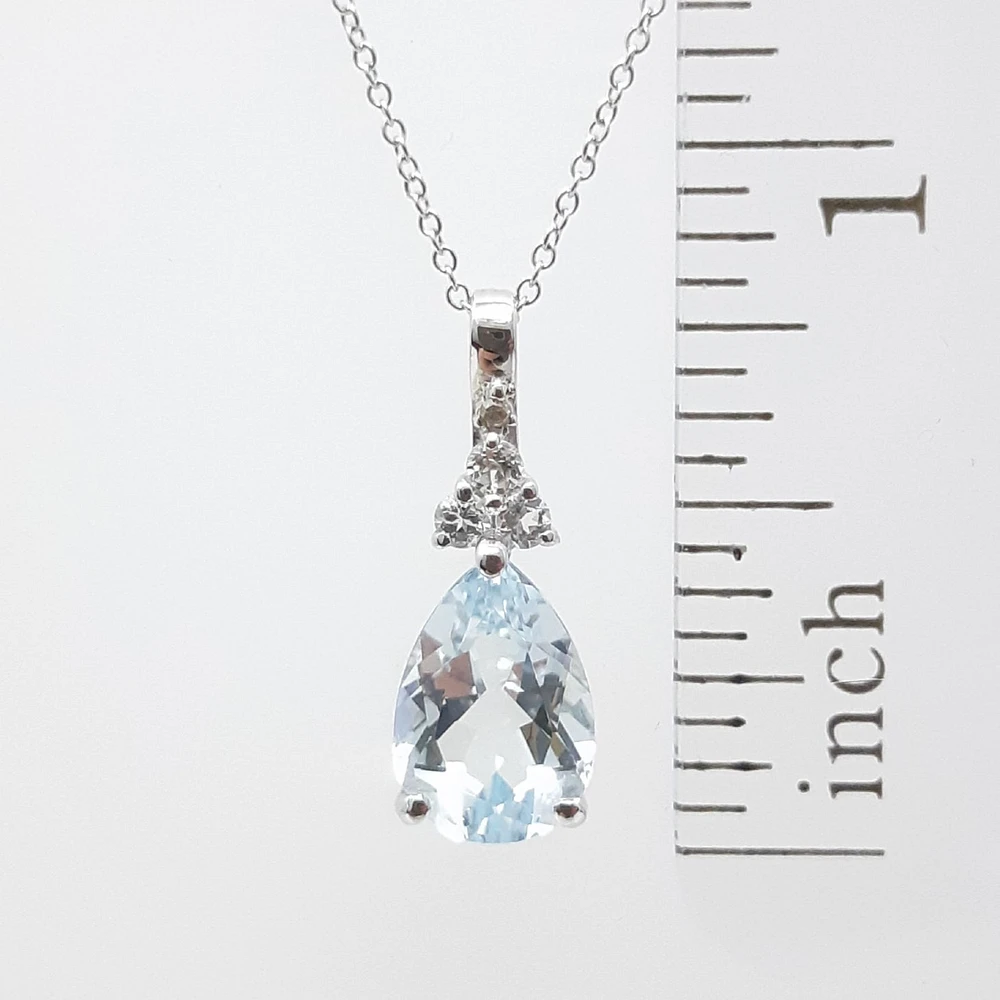 Aquamarine, White Topaz and Diamond Pendant