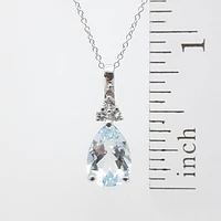 Aquamarine, White Topaz and Diamond Pendant