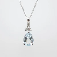 Aquamarine, White Topaz and Diamond Pendant