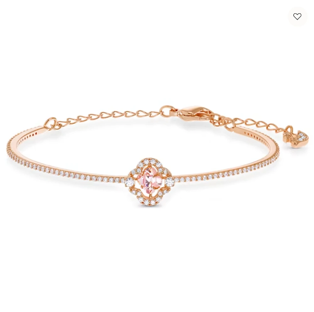 Swarovski Sparkling Dance Bangle Clover, Pink, Rose Gold-tone Plated 5516476