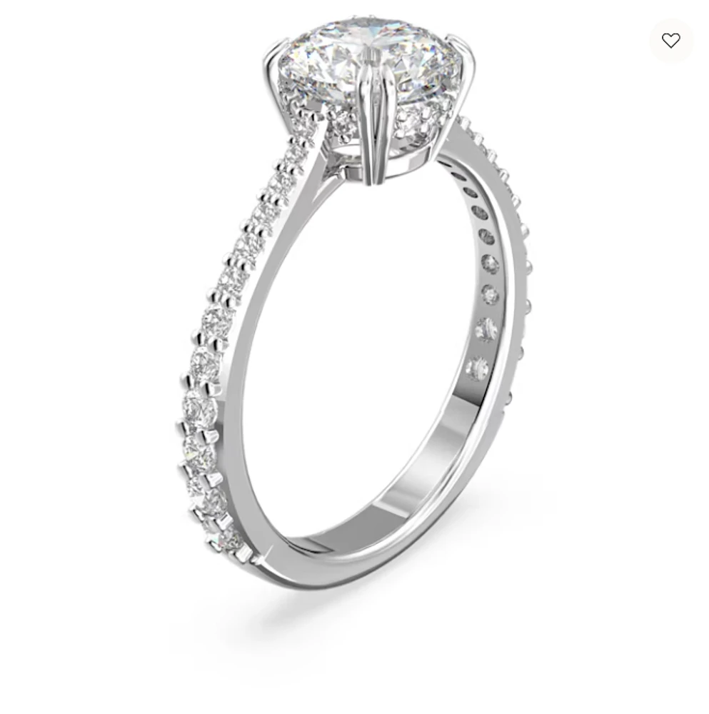 Swarovski Constella Ring Set (2), Princess Cut, White, Rhodium Plated - 5647662