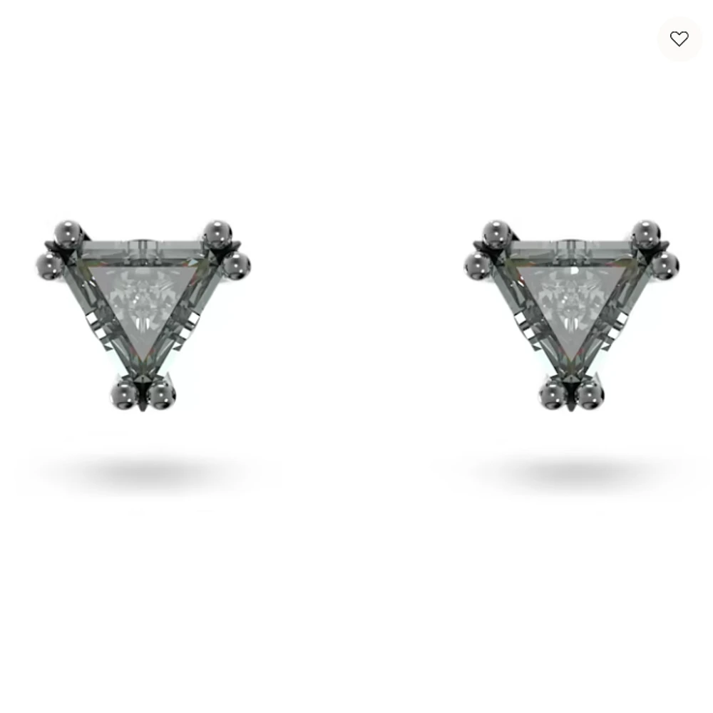 Swarovski Stilla Stud Earrings Triangle Cut, Grey, Ruthenium Plated - 5639137 - Discontinued