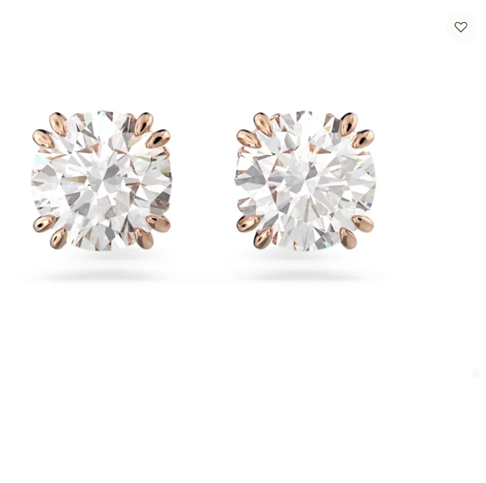 Swarovski Constella stud earrings, Round cut, White, Rose gold-tone plated - 5638801/5648994 (SS)