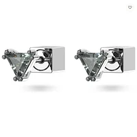 Swarovski Stilla Stud Earrings Triangle Cut, Grey, Ruthenium Plated - 5639137 - Discontinued