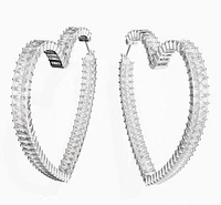 Swarovski Matrix Hoop Earrings, Heart, Large, White, Rhodium Plated - 5647591 - Discontinued