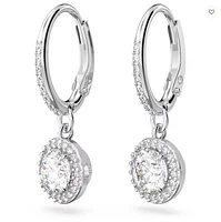 Swarovski Constella drop earrings, Round cut, Pavé, White, Rhodium plated - 5636270/5689682 (SS)