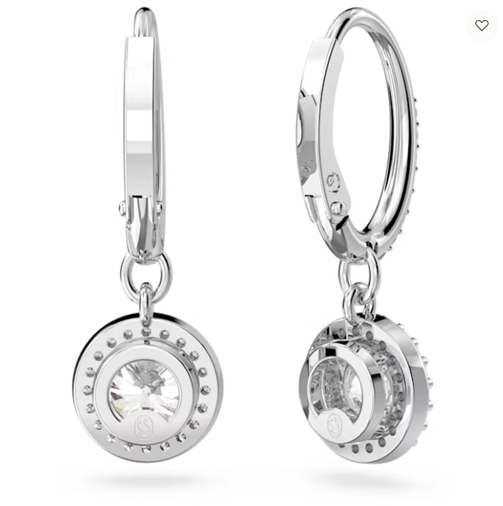 Swarovski Constella drop earrings, Round cut, Pavé, White, Rhodium plated - 5636270/5689682 (SS)