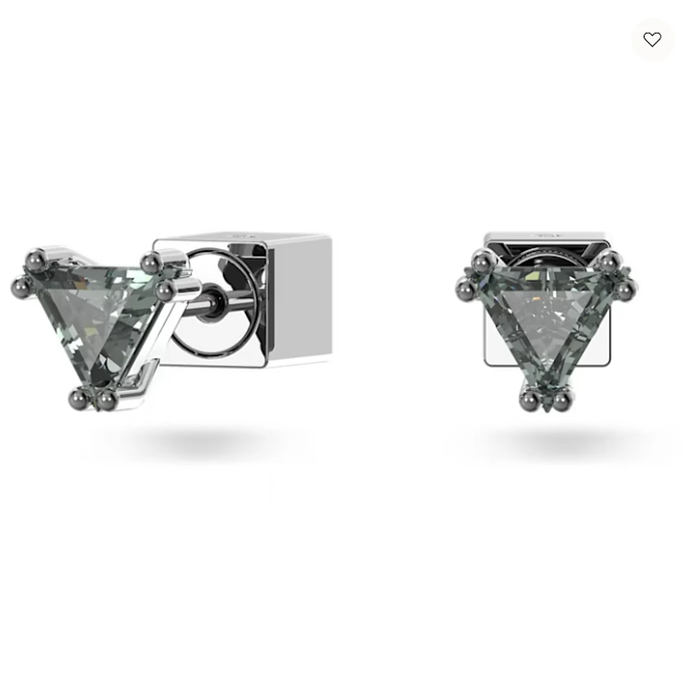 Swarovski Stilla Stud Earrings Triangle Cut, Grey, Ruthenium Plated - 5639137 - Discontinued