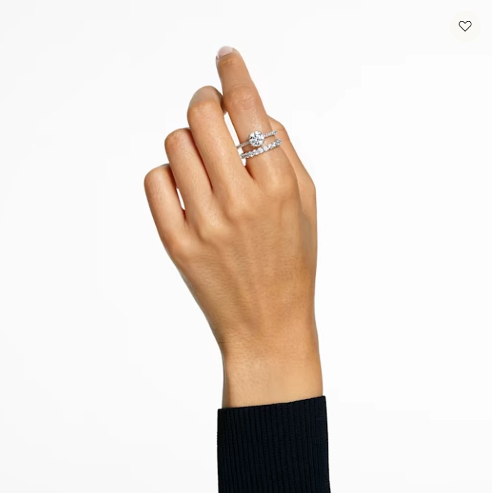 Swarovski Constella Ring Set (2), Princess Cut, White, Rhodium Plated - 5647662