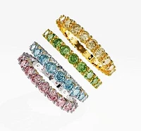 Swarovski Matrix ring, Round cut, Pink, Rhodium plated - 5658853