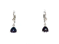 10K White Gold Created Alexandrite  Earrings