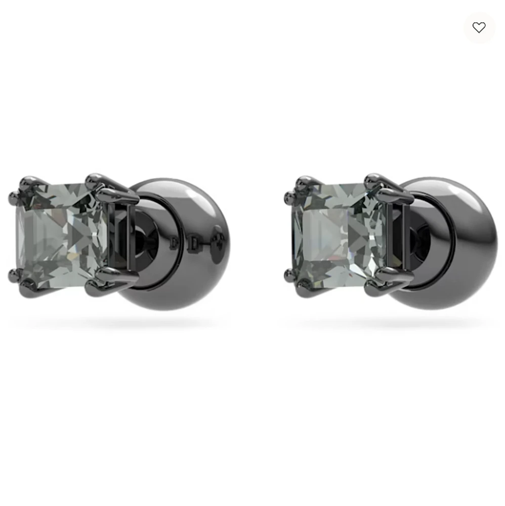 Swarovski Millenia Stud earrings Square Cut, Black, Ruthenium Plated - 5642511