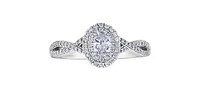 10K White Gold 0.24cttw Oval Cut Diamond Halo Engagement Ring, size 6.5