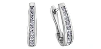 10K White Gold 0.33cttw Diamond Hoop Huggie Hinged Earring