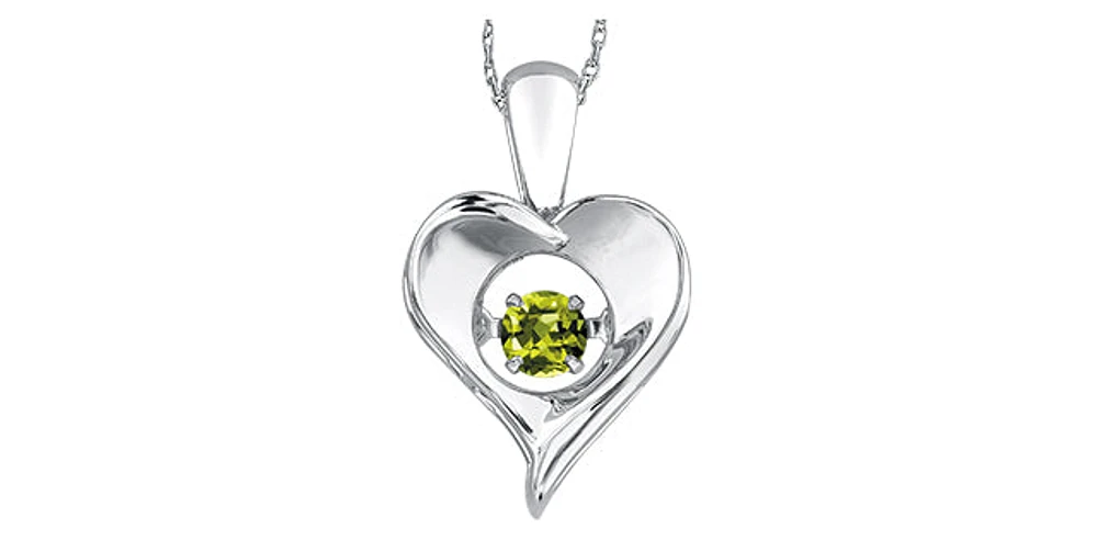Sterling Silver 0.12cttw Peridot 3mm Pulse Pendant, 18" Box Chain