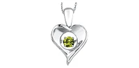Sterling Silver 0.12cttw Peridot 3mm Pulse Pendant, 18" Box Chain