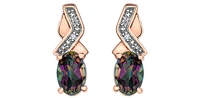 10K White & Rose Gold 1.20cttw Mystic Topaz & 0.012cttw Diamond Stud / Dangle / Drop Earring