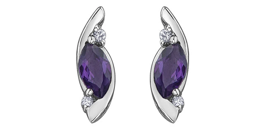 10K White Gold Amethyst Earrings
