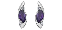 10K White Gold Amethyst Earrings